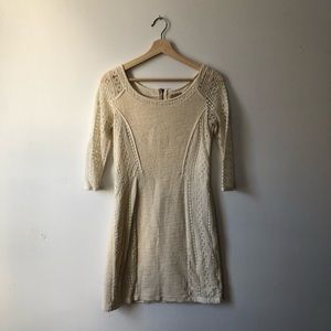Cream, embroidered mini dress